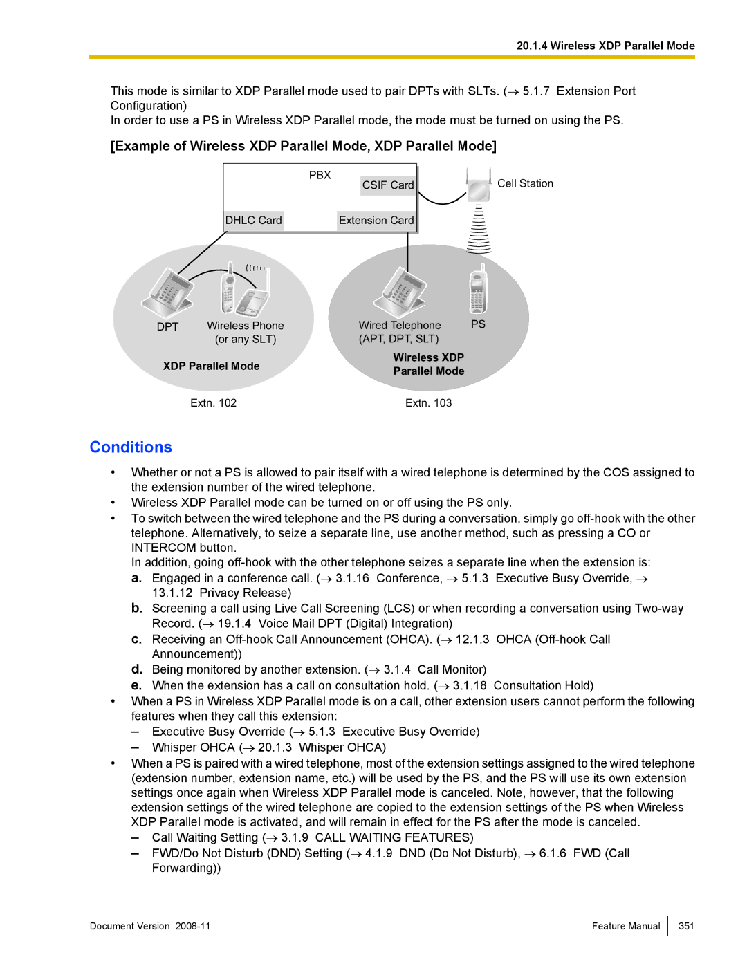 Panasonic KX-TDA50 manual Example of Wireless XDP Parallel Mode, XDP Parallel Mode 