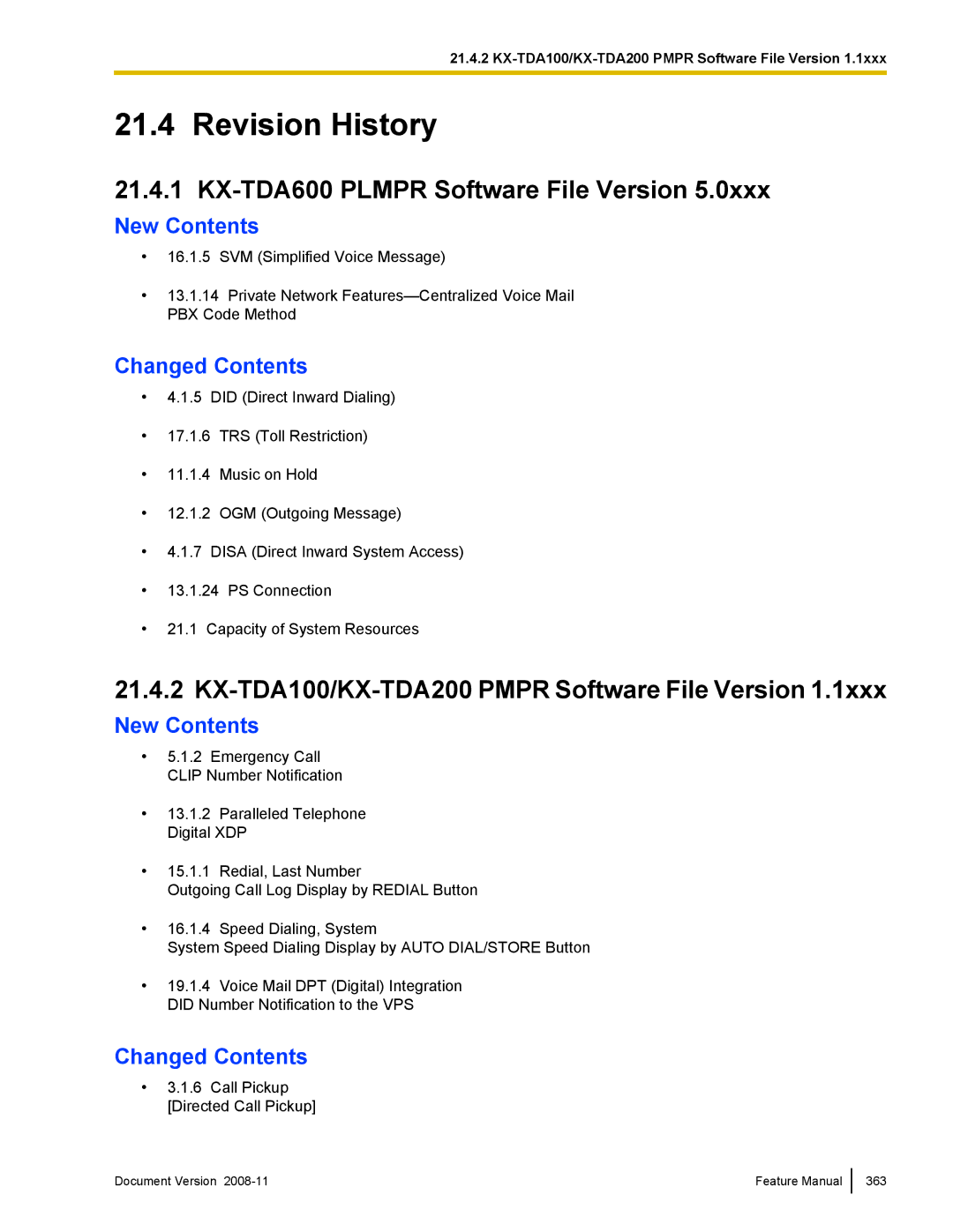 Panasonic KX-TDA50 manual KX-TDA600 Plmpr Software File Version, KX-TDA100/KX-TDA200 Pmpr Software File Version 