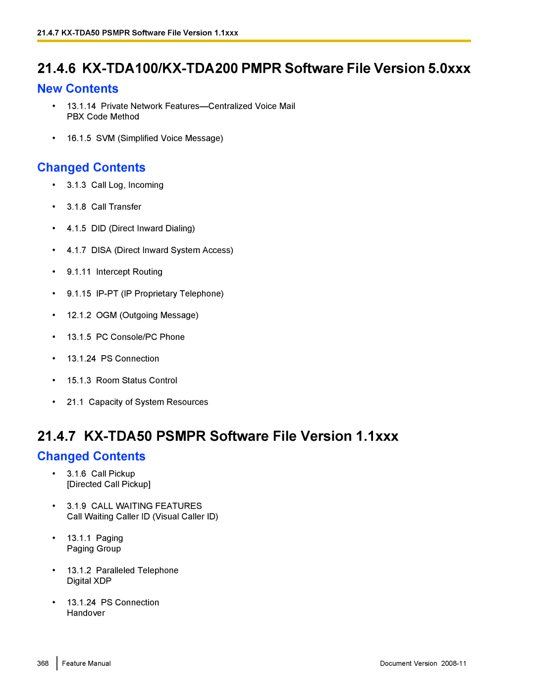 Panasonic manual KX-TDA50 Psmpr Software File Version 