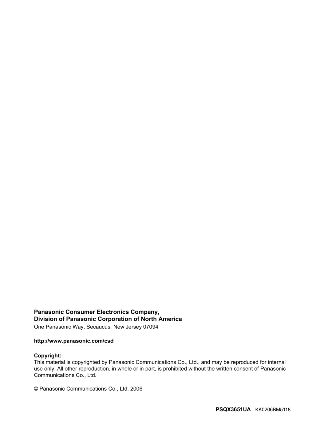 Panasonic KX-TDA50 manual Copyright 