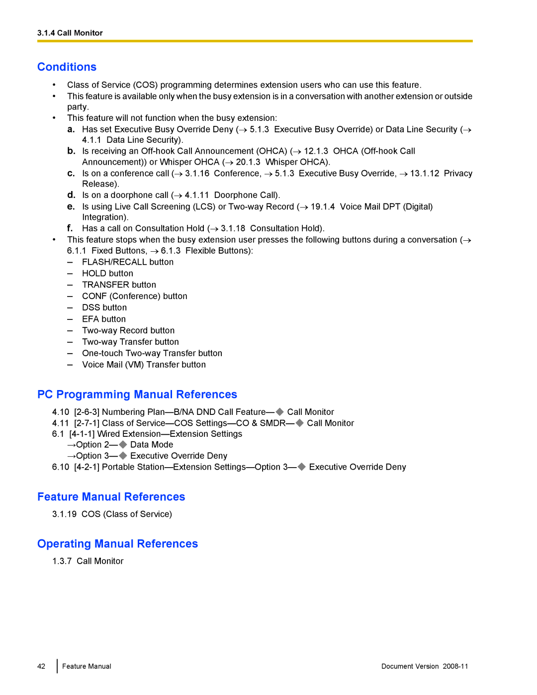 Panasonic KX-TDA50 manual COS Class of Service 