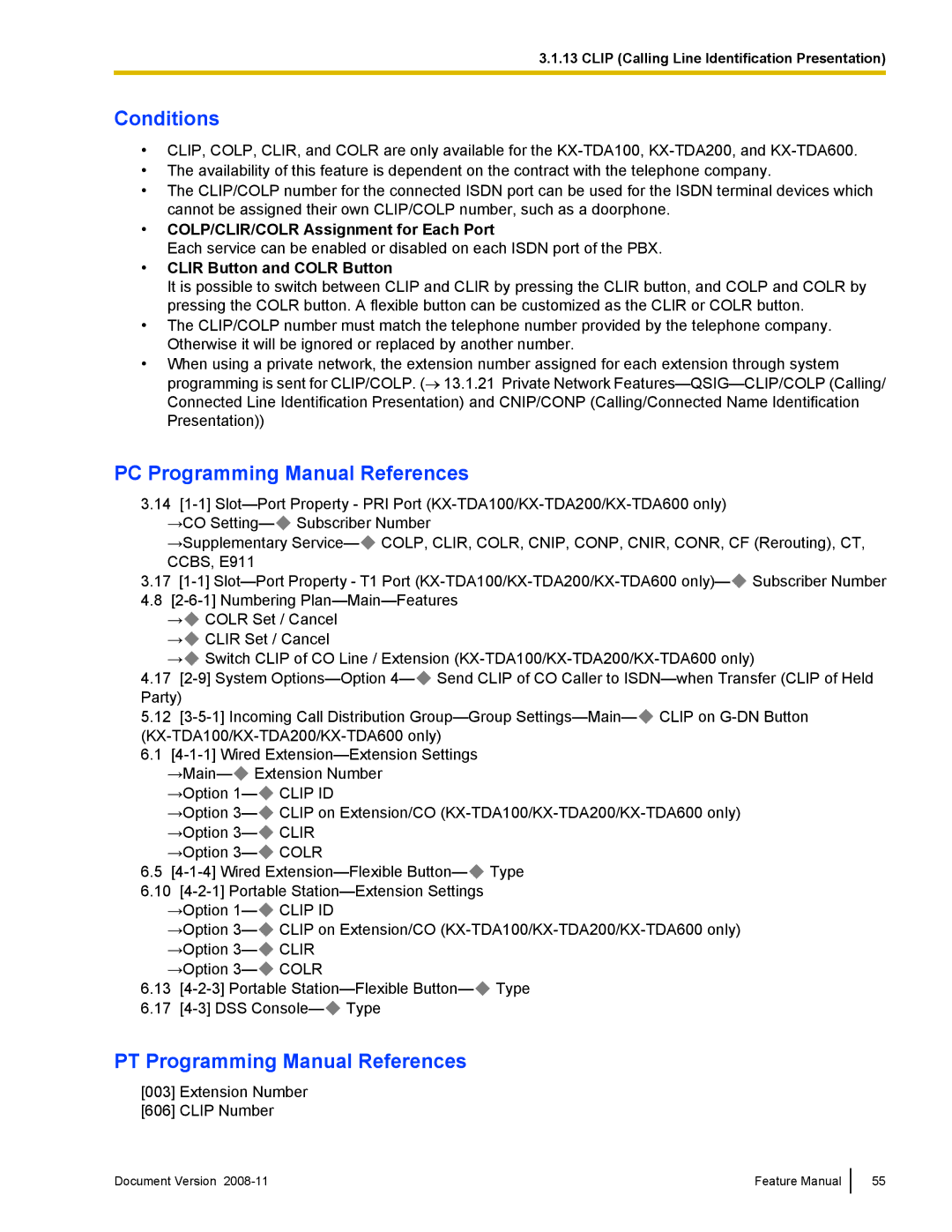 Panasonic KX-TDA50 manual COLP/CLIR/COLR Assignment for Each Port, Clir Button and Colr Button 