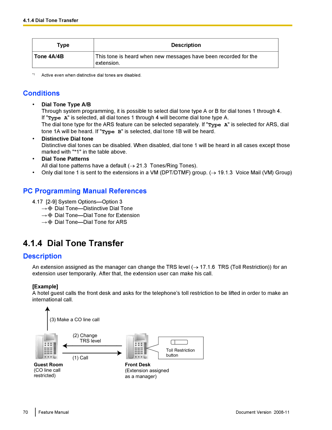 Panasonic KX-TDA50 manual Dial Tone Transfer 