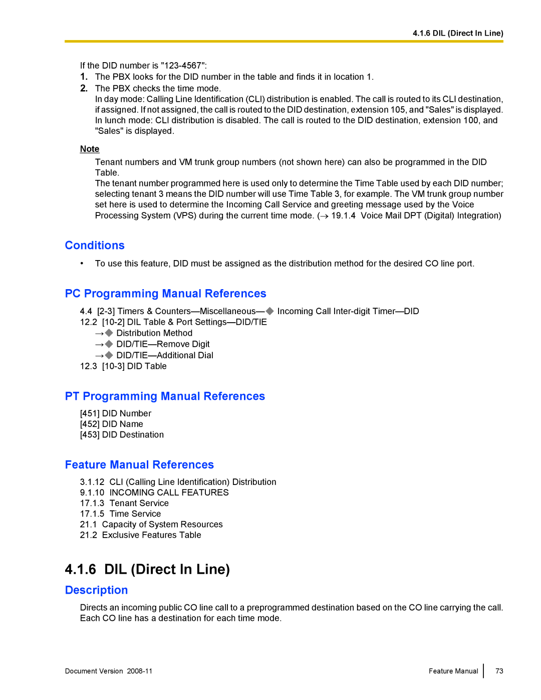 Panasonic KX-TDA50 manual DIL Direct In Line 