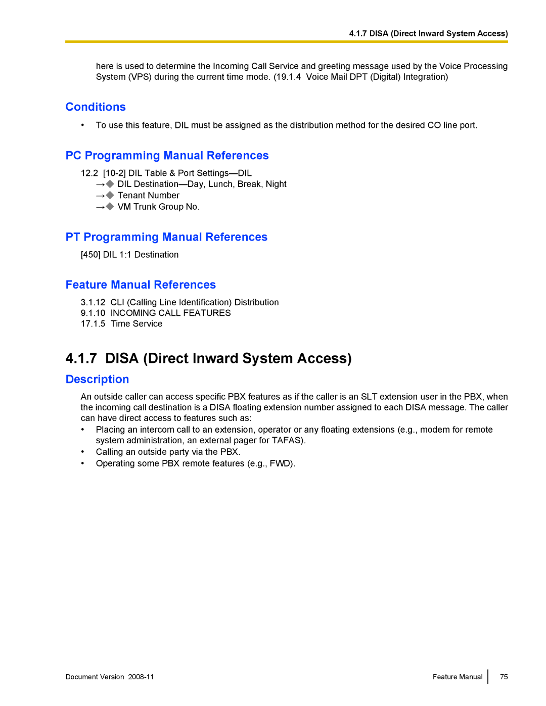 Panasonic KX-TDA50 manual Disa Direct Inward System Access 