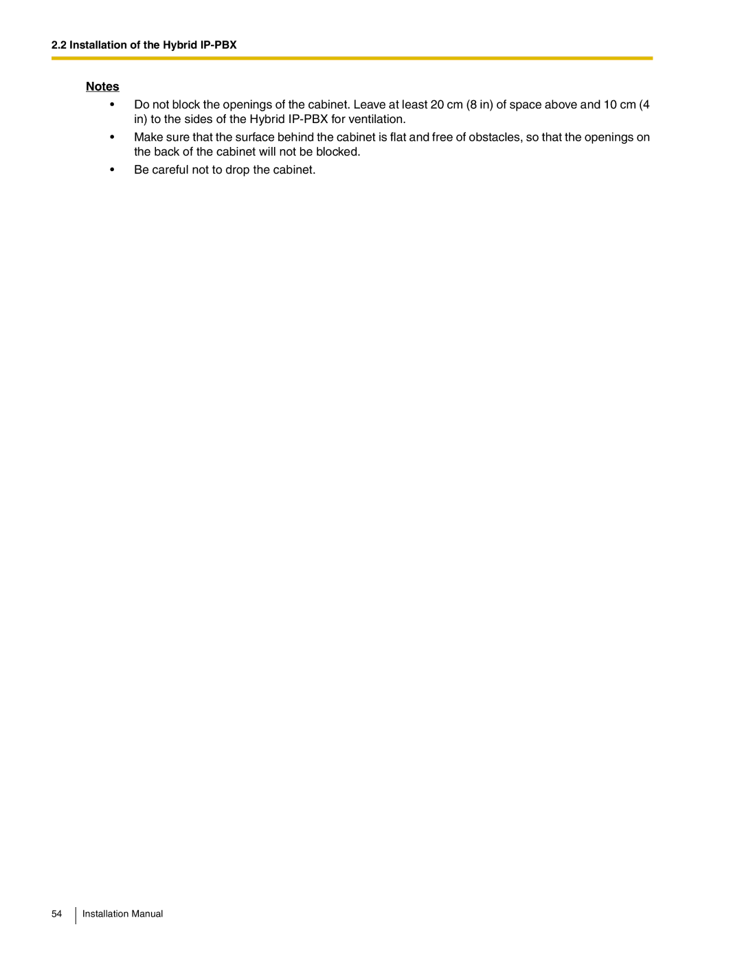 Panasonic KX-TDA50 installation manual Installation of the Hybrid IP-PBX 