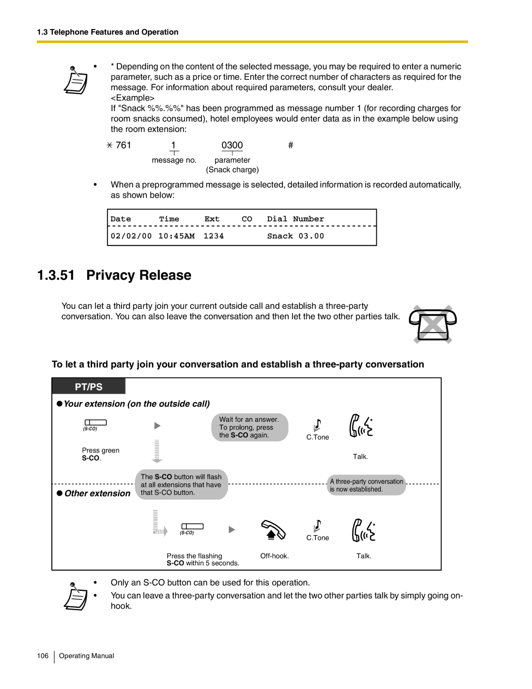 Panasonic KX-TDA600 manual Privacy Release, 761 0300 