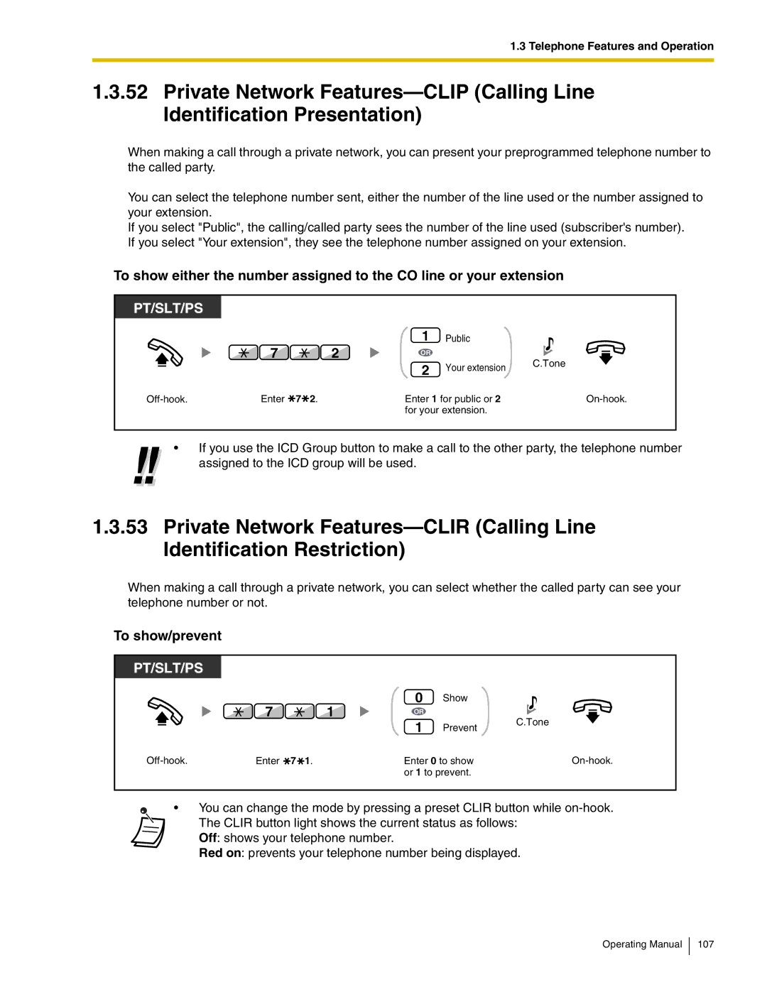 Panasonic KX-TDA600 manual To show/prevent 