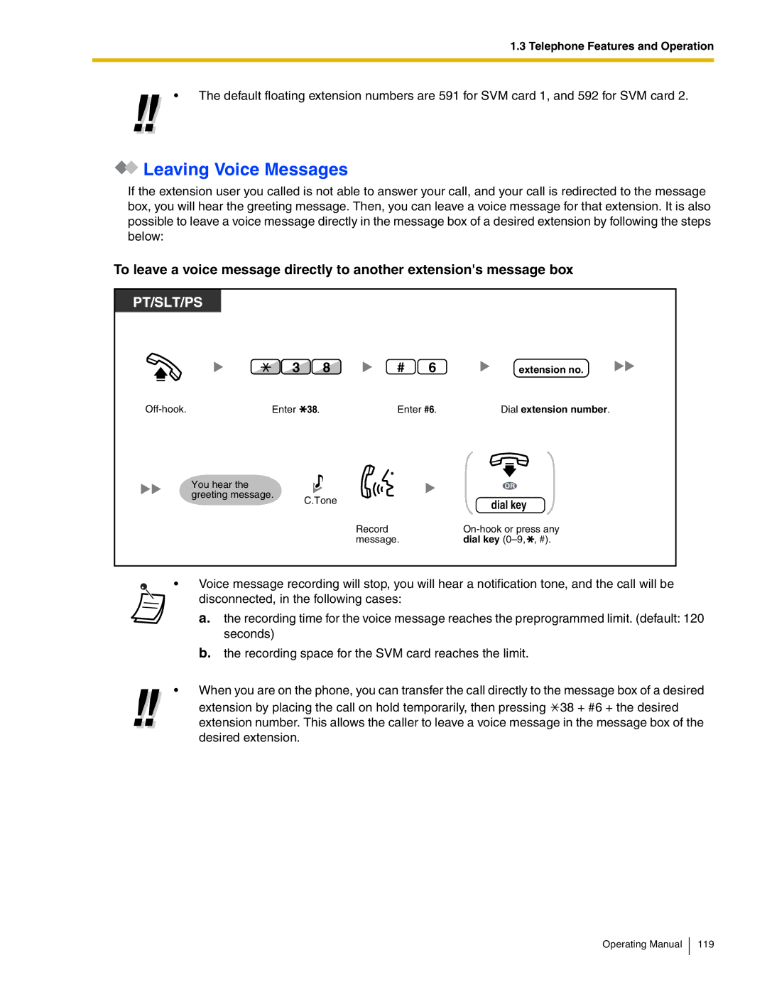 Panasonic KX-TDA600 manual Leaving Voice Messages, Extension no 