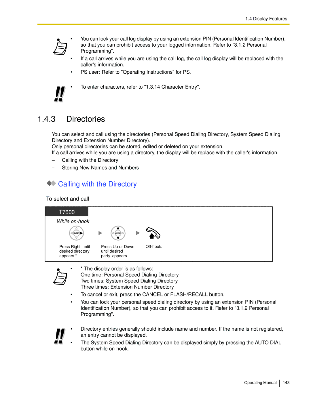 Panasonic KX-TDA600 manual Directories, Calling with the Directory, To select and call, Desired directory Until desired 