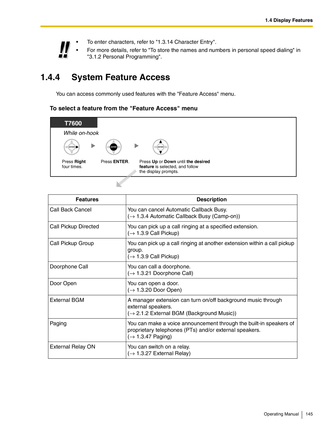 Panasonic KX-TDA600 manual System Feature Access, To select a feature from the Feature Access menu 