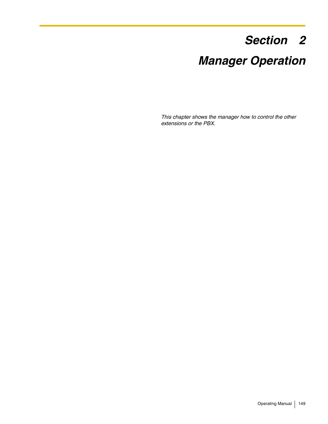 Panasonic KX-TDA600 manual Section Manager Operation 