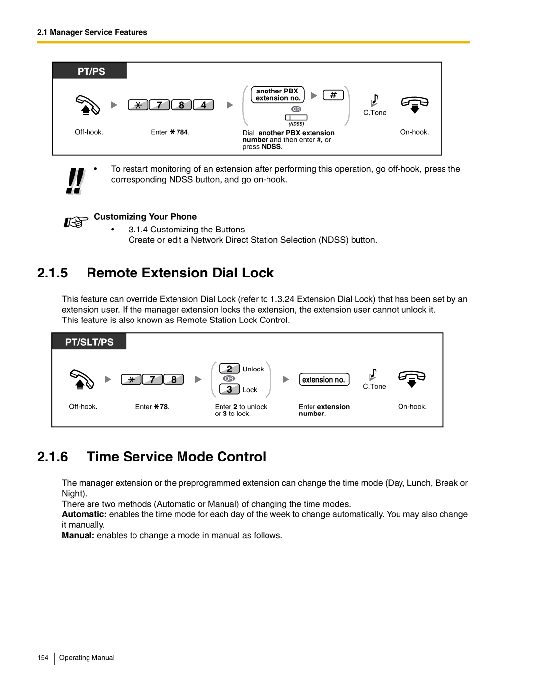 Panasonic KX-TDA600 manual Remote Extension Dial Lock, Time Service Mode Control, Another PBX Extension no 