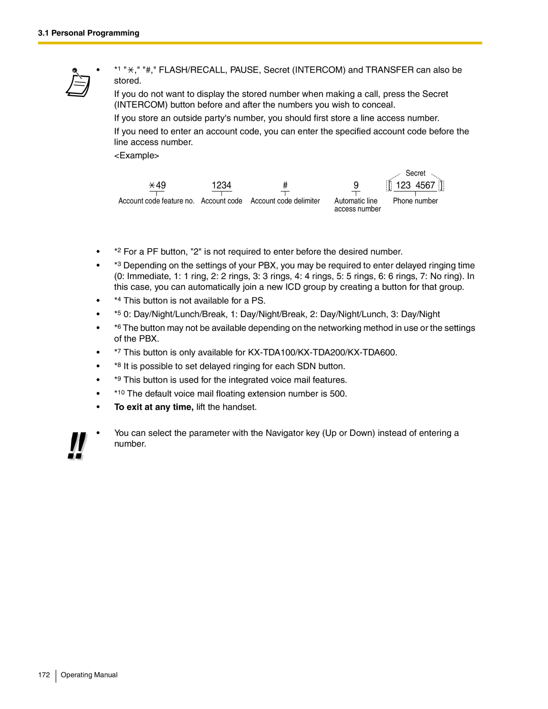 Panasonic KX-TDA600 manual 1234, To exit at any time, lift the handset 