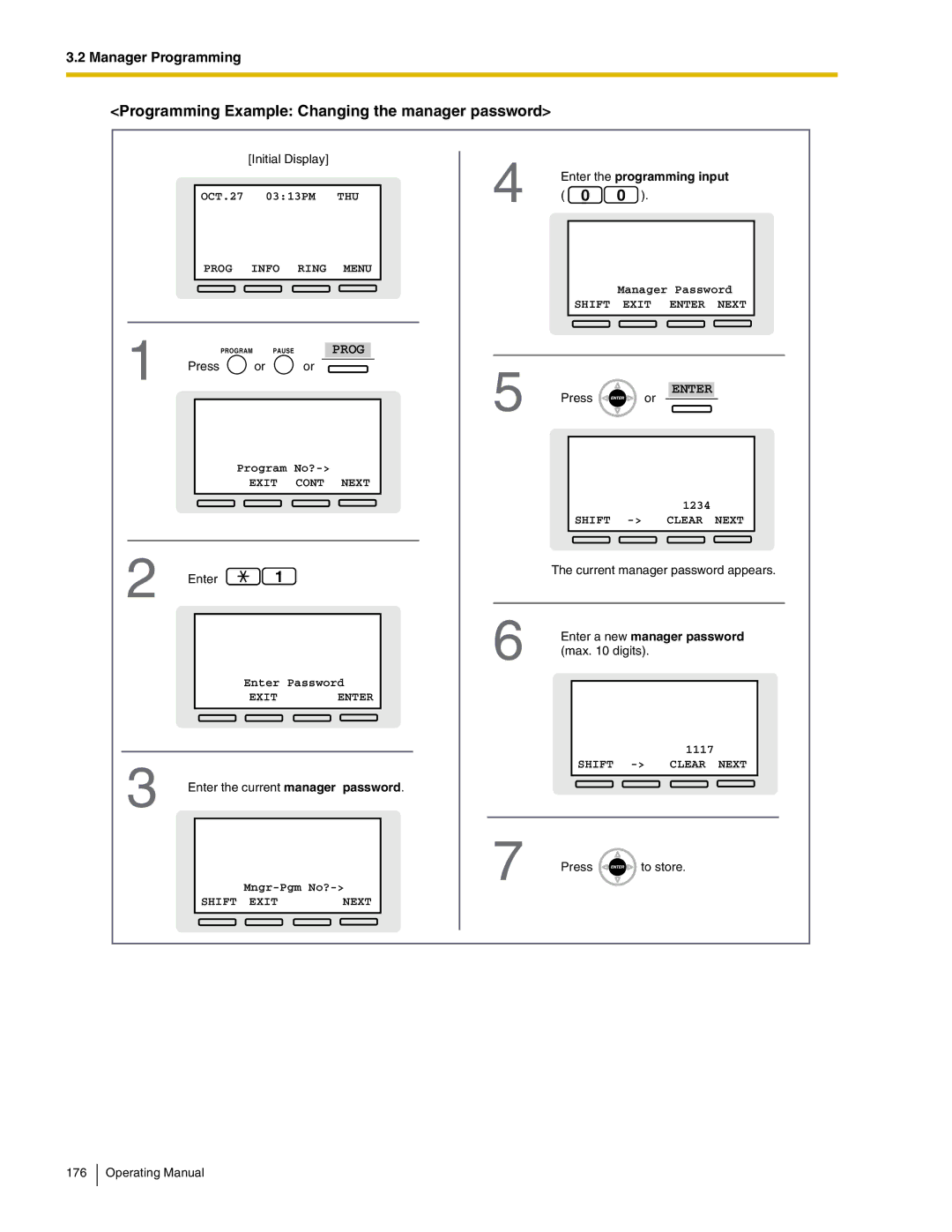 Panasonic KX-TDA600 manual Programming Example Changing the manager password 