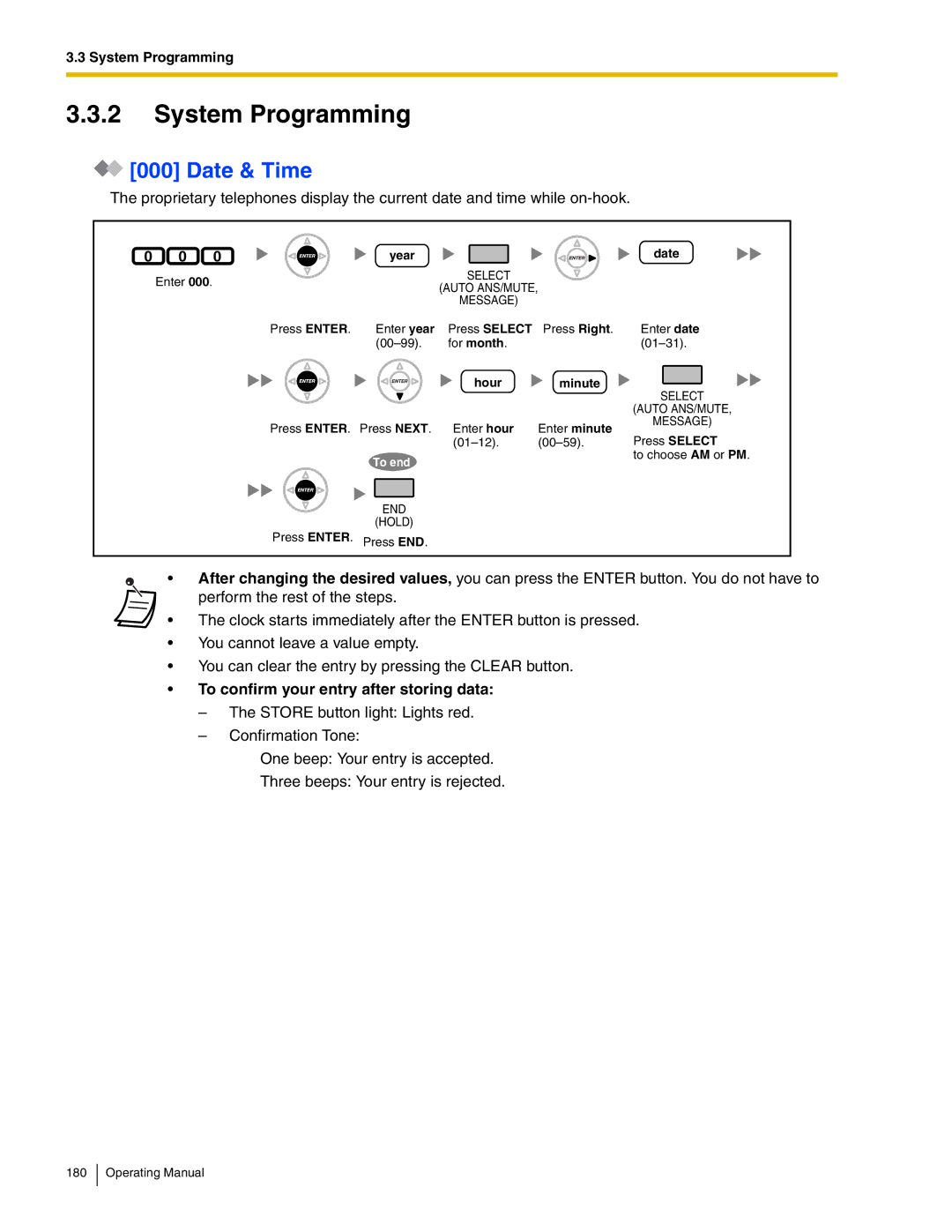 Panasonic KX-TDA600 manual System Programming, Date & Time, To confirm your entry after storing data, Year 