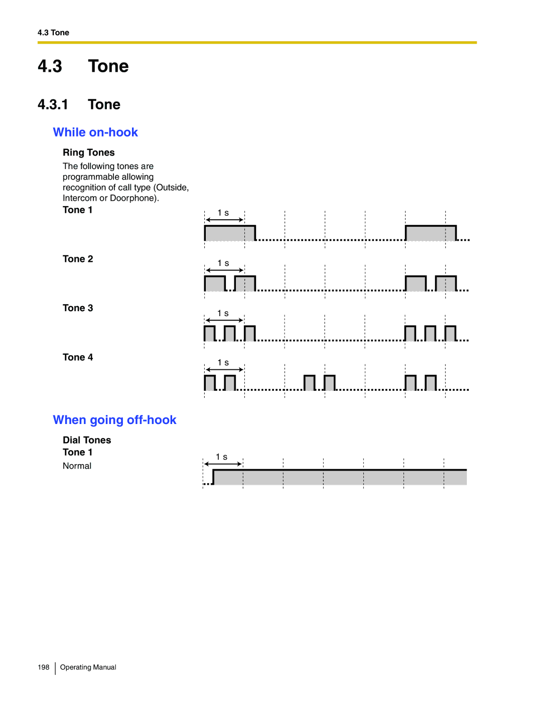 Panasonic KX-TDA600 manual Tone, While on-hook, When going off-hook 