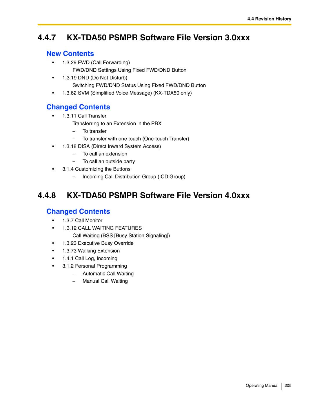 Panasonic KX-TDA600 manual KX-TDA50 Psmpr Software File Version 