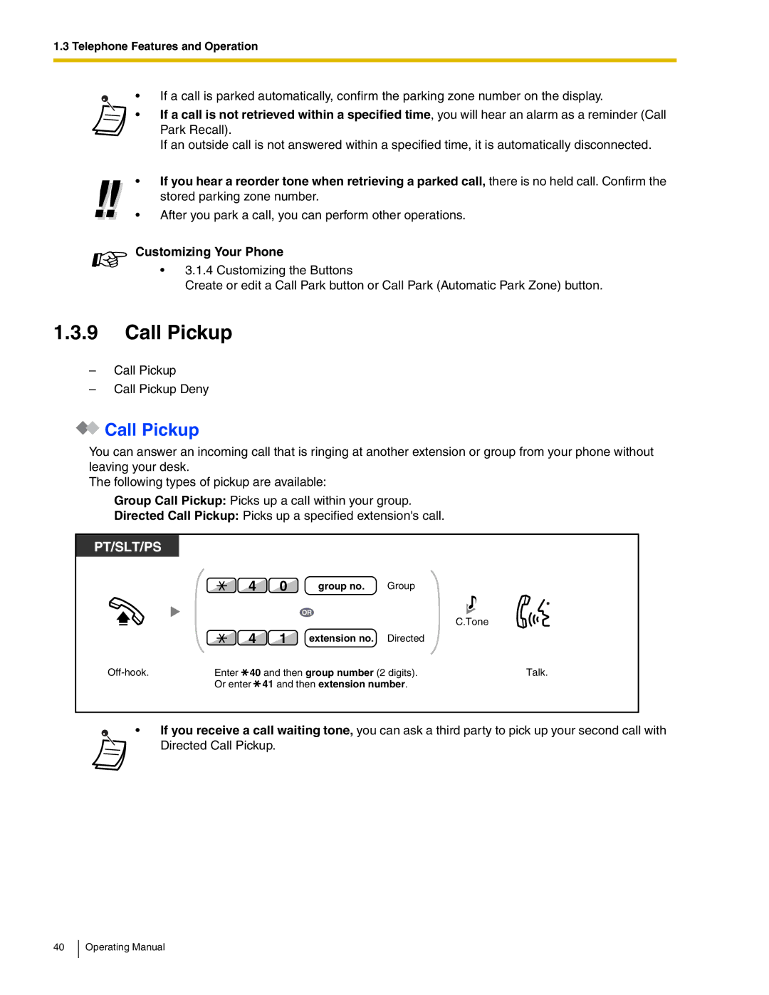 Panasonic KX-TDA600 manual Call Pickup 