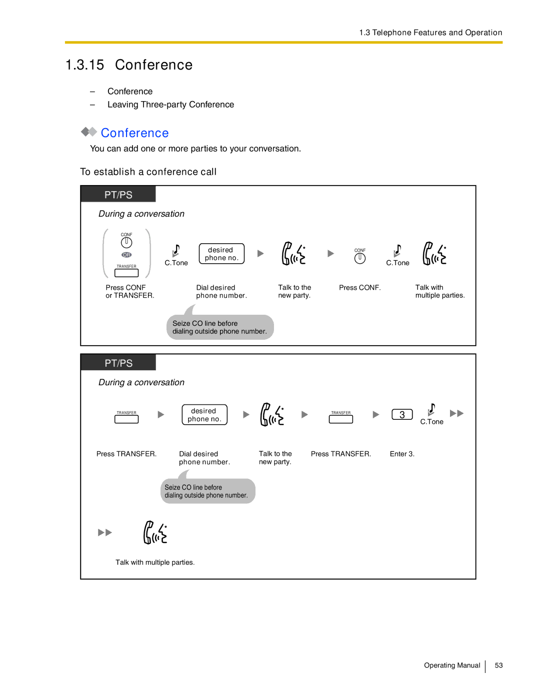 Panasonic KX-TDA600 manual Conference, To establish a conference call 