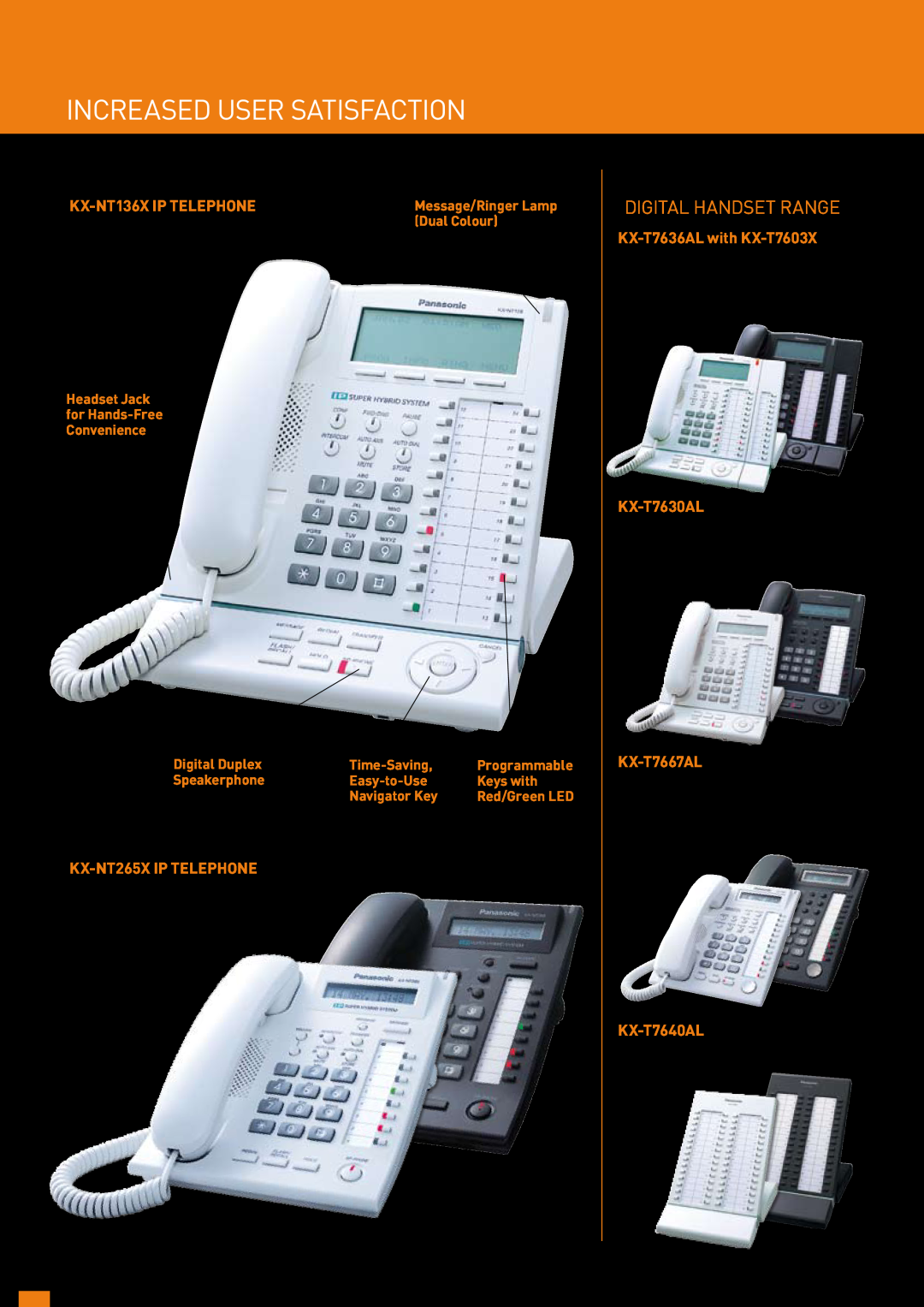 Panasonic KX-TDA600AL KX-NT136X IP TELEPHONE, KX-NT265X IP TELEPHONE, KX-T7636AL with KX-T7603X, KX-T7630AL, KX-T7667AL 