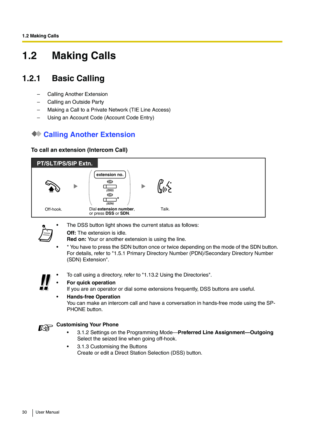 Panasonic KX-TDE100, KX-TDE200 Making Calls, Basic Calling, Calling Another Extension, To call an extension Intercom Call 