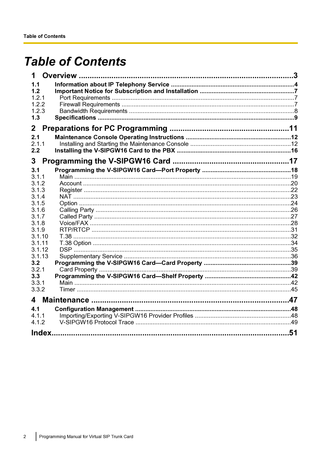 Panasonic KX-TDE100 manual Table of Contents 