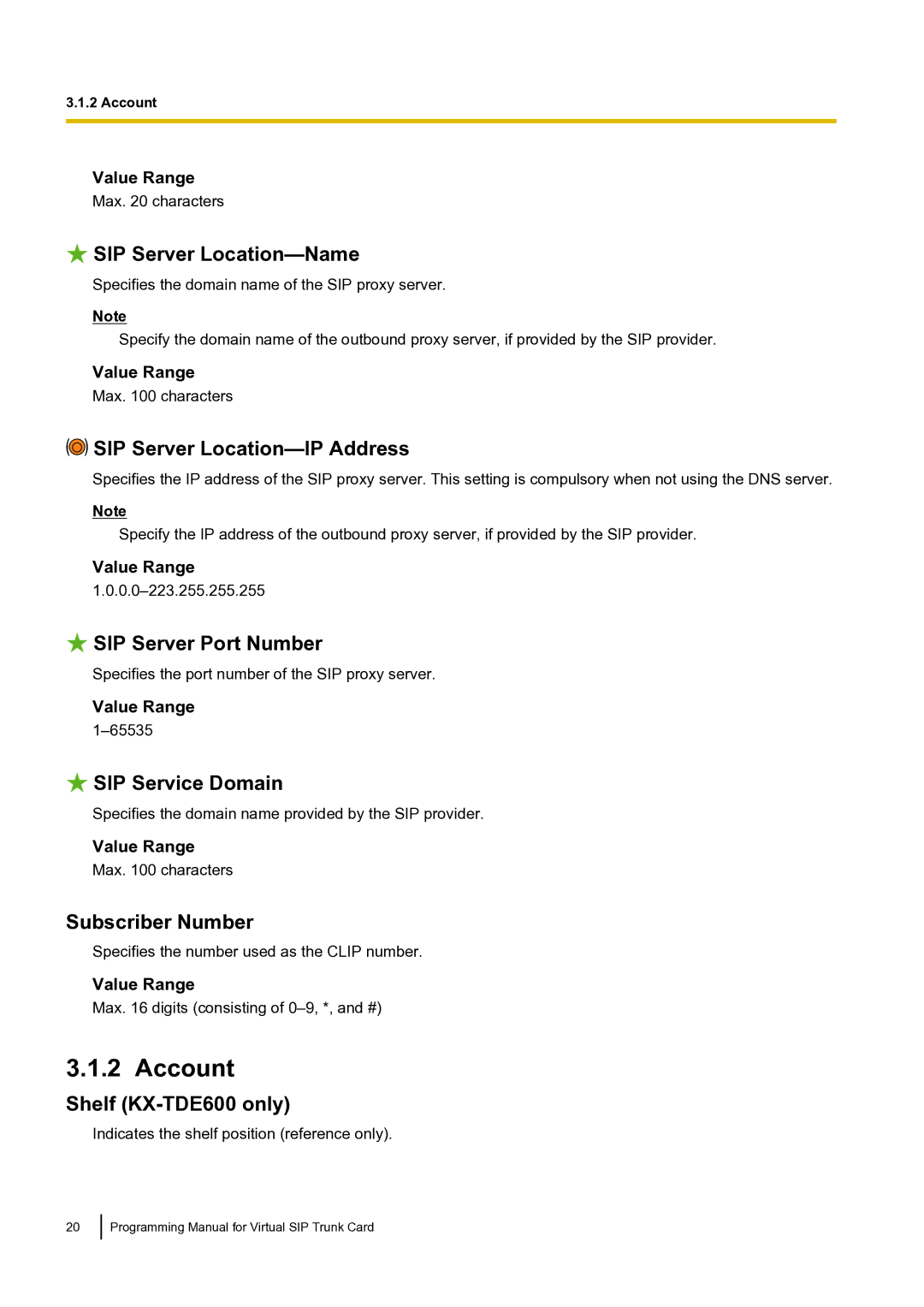 Panasonic KX-TDE100 manual Account 