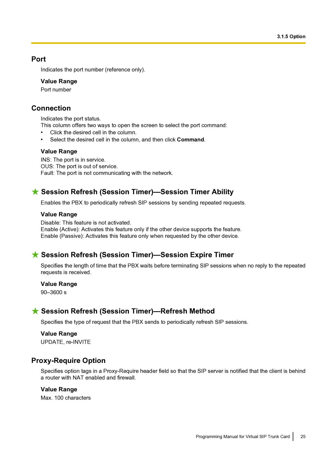 Panasonic KX-TDE100 Session Refresh Session Timer-Session Timer Ability, Session Refresh Session Timer-Refresh Method 