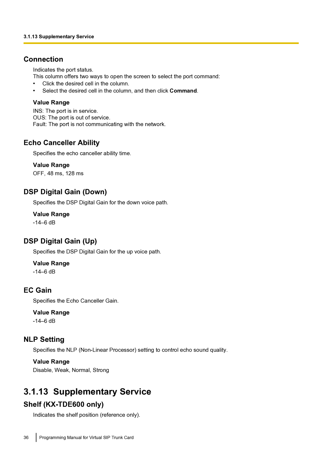 Panasonic KX-TDE100 manual Supplementary Service 