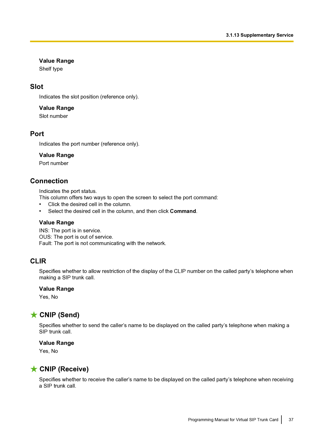 Panasonic KX-TDE100 manual Cnip Send, Cnip Receive 