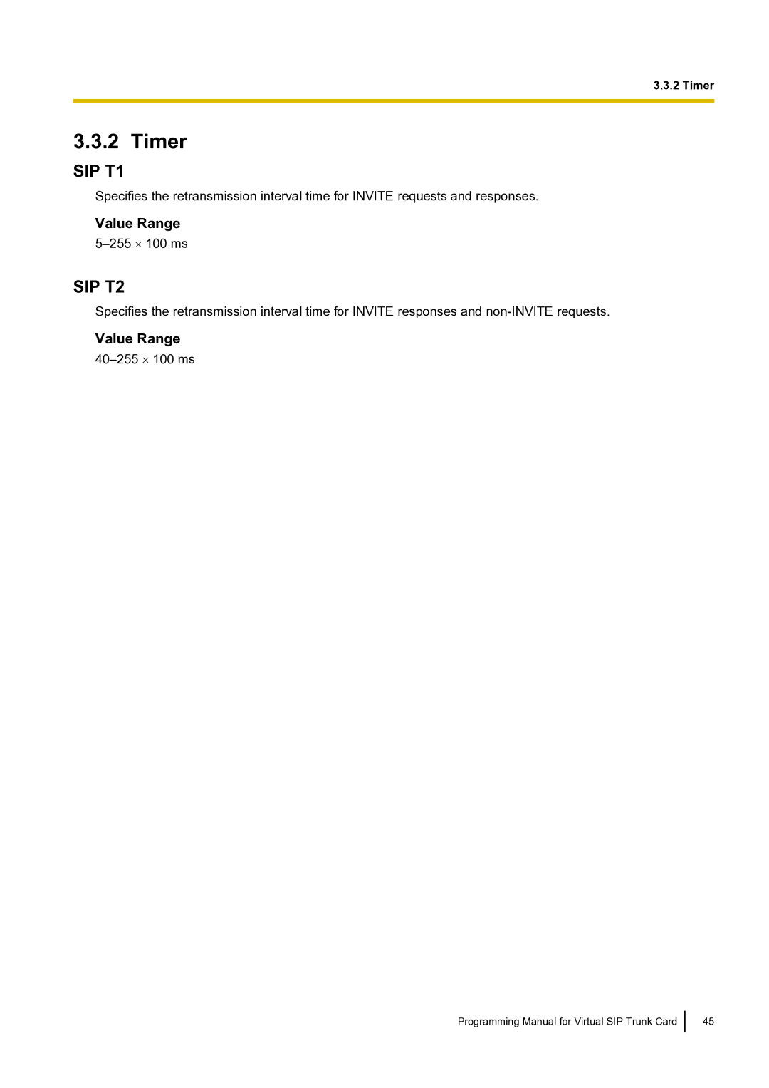 Panasonic KX-TDE100 manual Timer, SIP T1 