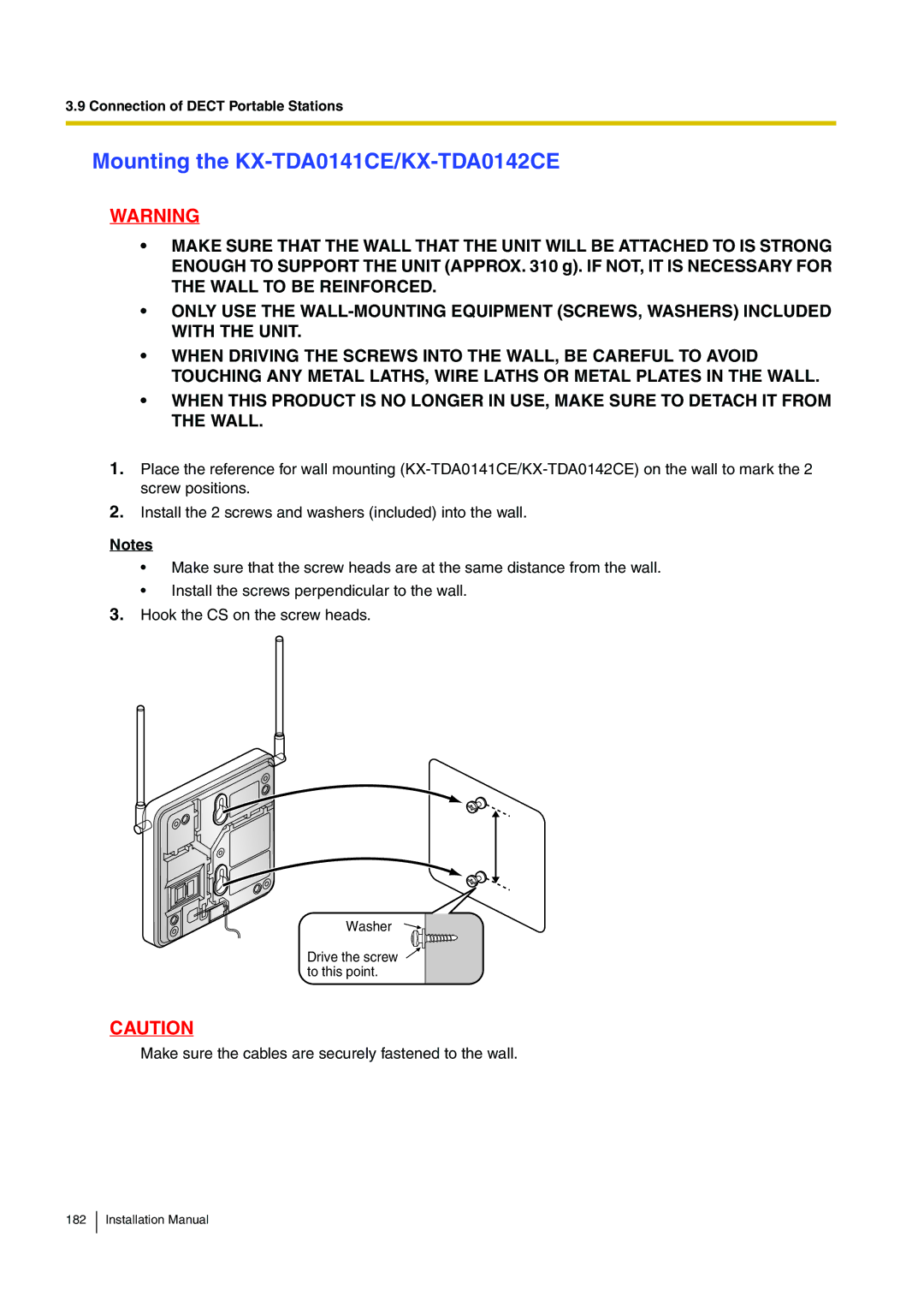 Panasonic KX-TDE100 installation manual Mounting the KX-TDA0141CE/KX-TDA0142CE 