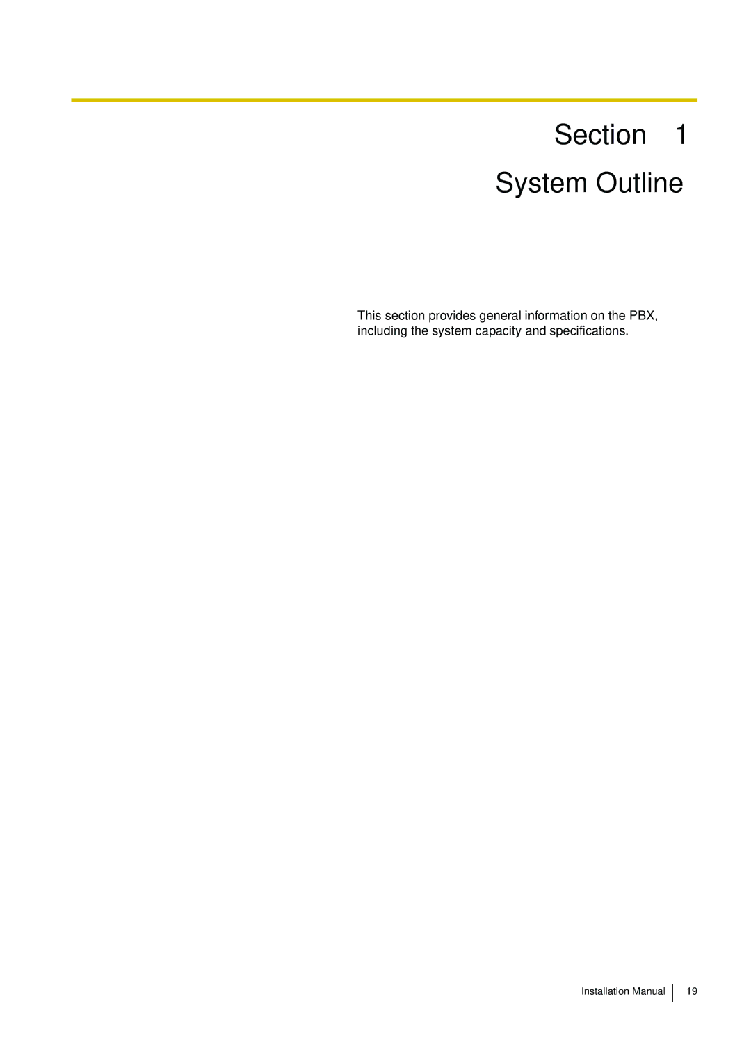 Panasonic KX-TDE100 installation manual Section System Outline 