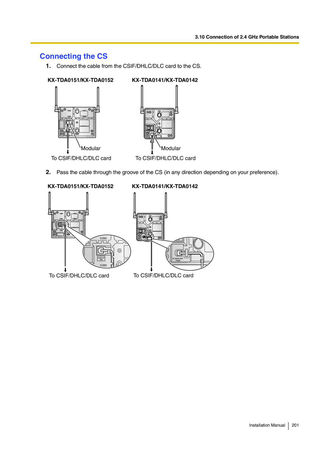 Panasonic KX-TDE100 installation manual Connecting the CS 