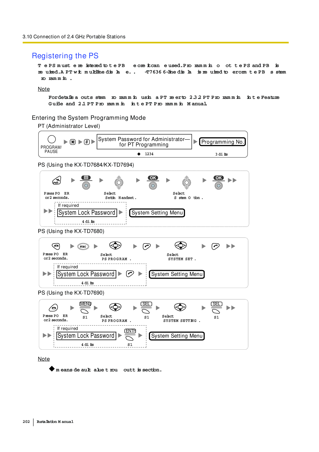 Panasonic KX-TDE100 installation manual Entering the System Programming Mode 