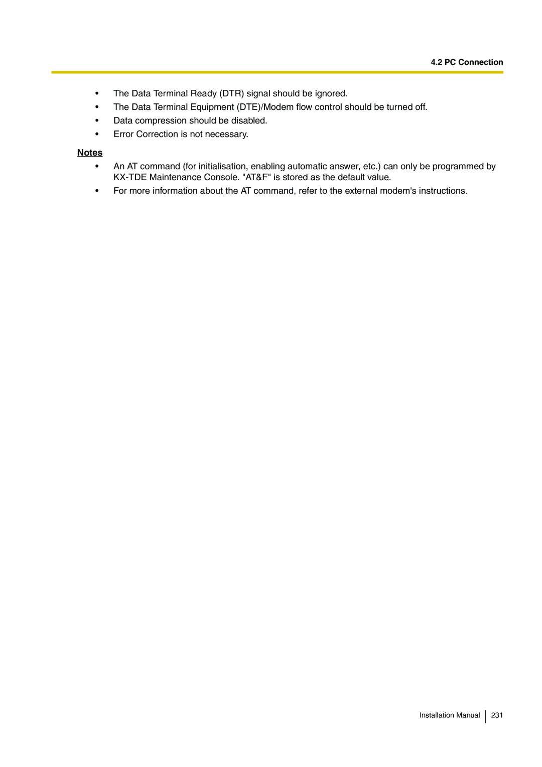 Panasonic KX-TDE100 installation manual PC Connection 