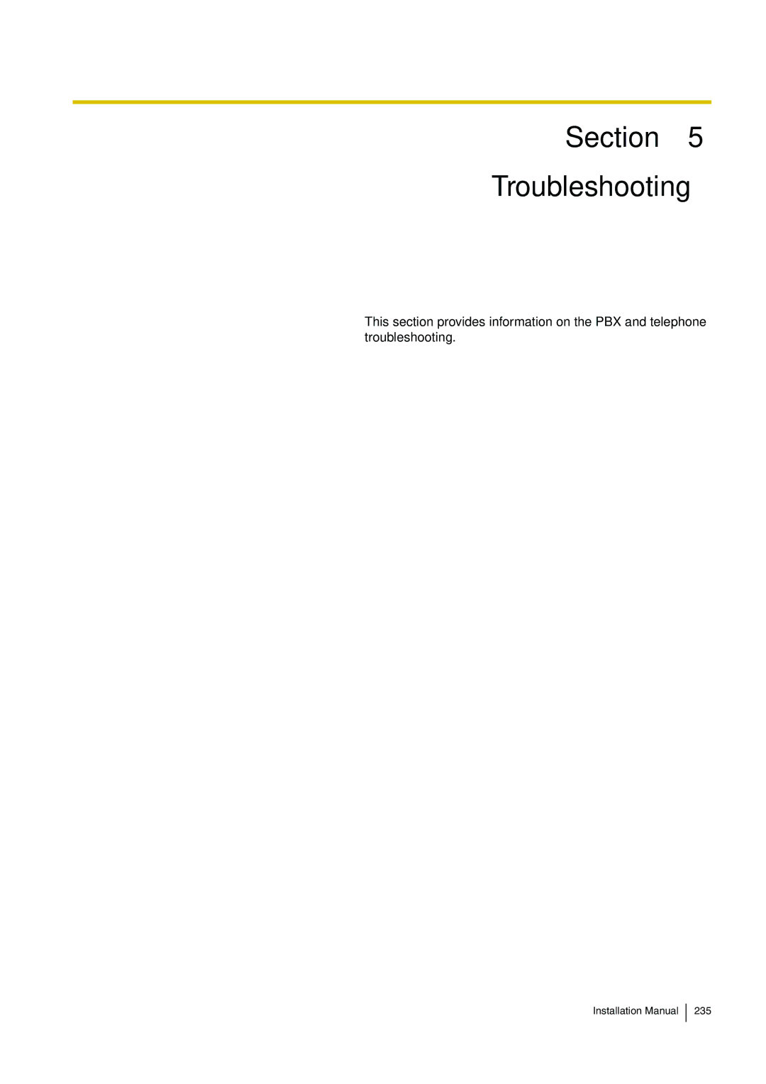 Panasonic KX-TDE100 installation manual Section Troubleshooting 