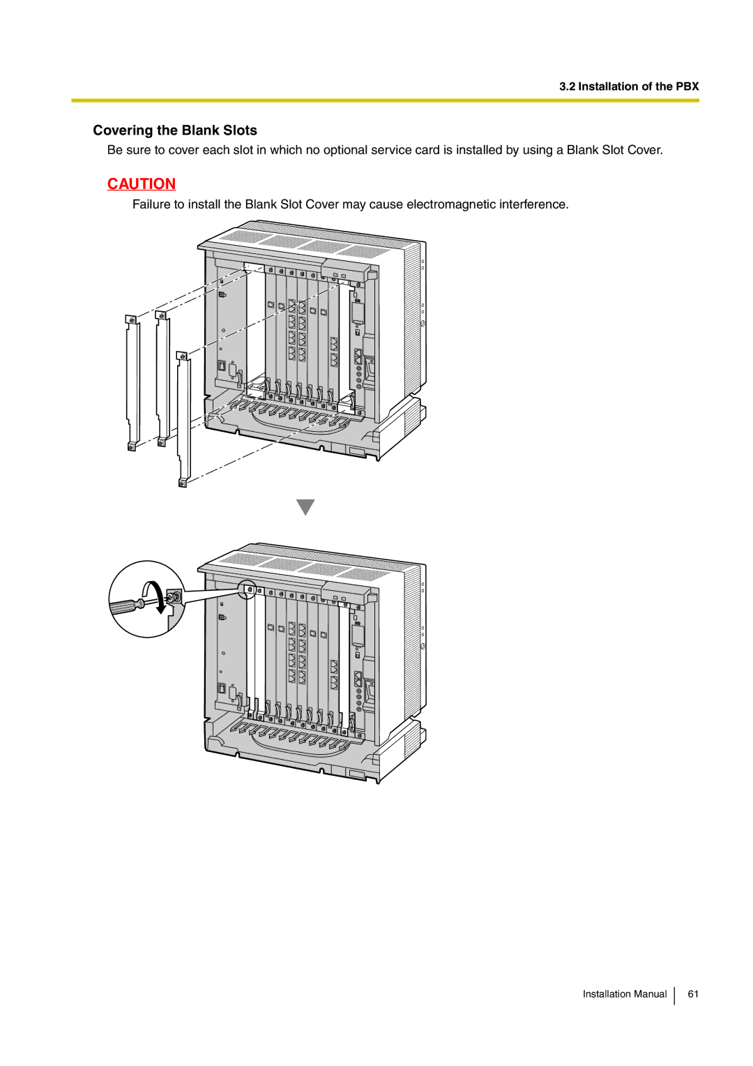 Panasonic KX-TDE100 installation manual Covering the Blank Slots 