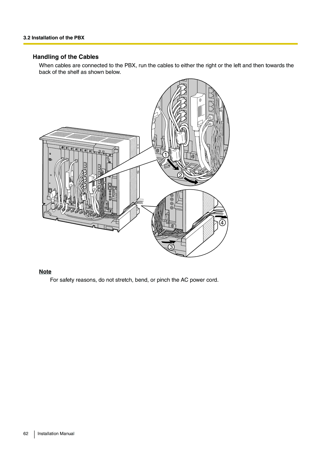 Panasonic KX-TDE100 installation manual Handling of the Cables 