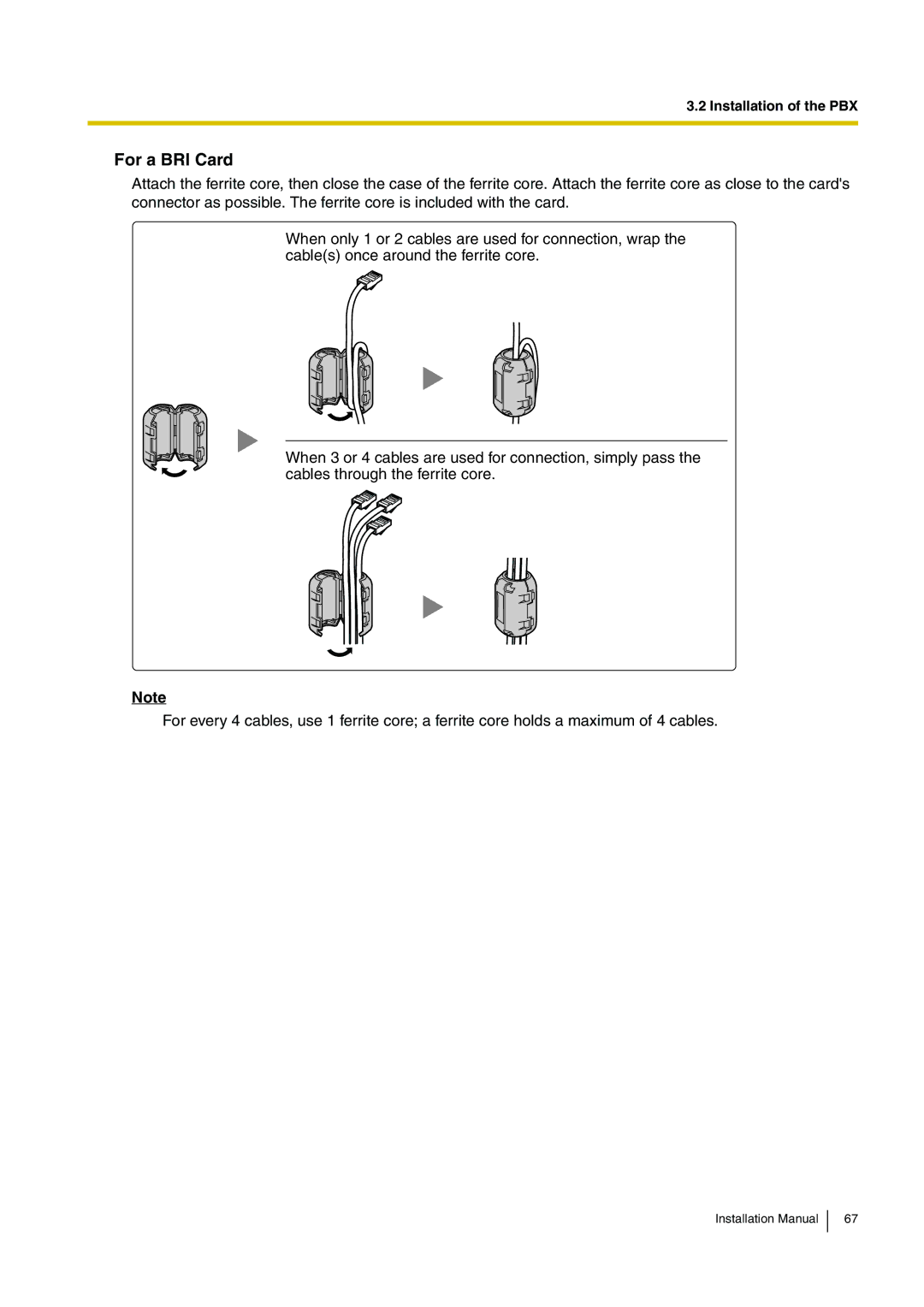 Panasonic KX-TDE100 installation manual For a BRI Card 