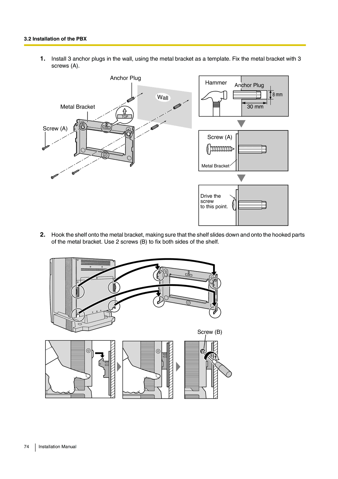 Panasonic KX-TDE100 installation manual 30 mm 