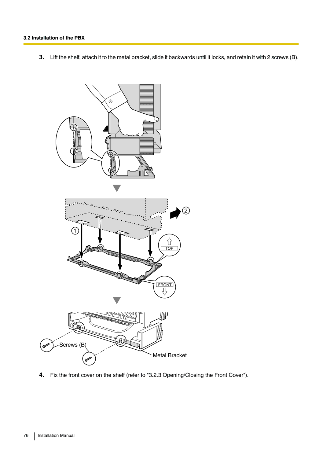 Panasonic KX-TDE100 installation manual TOP Front 