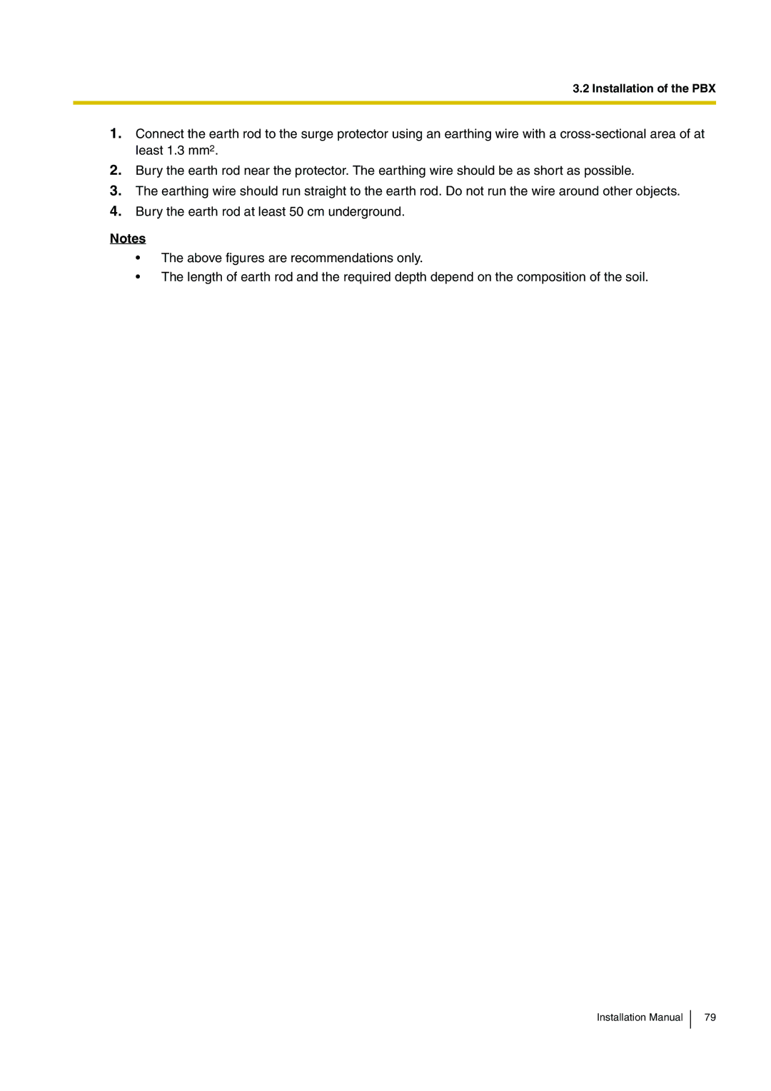 Panasonic KX-TDE100 installation manual Installation of the PBX 