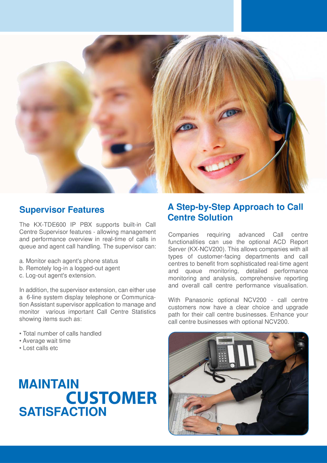 Panasonic KX-TDE600 PURE IP PBX manual Supervisor Features, Step-by-Step Approach to Call Centre Solution 