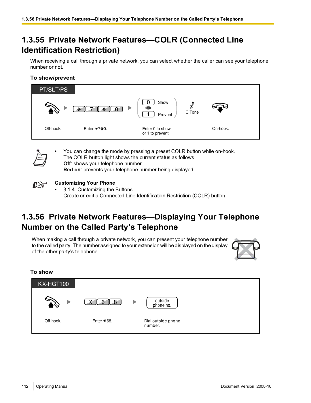 Panasonic KX-TDE600 manual To show, KX-HGT100 