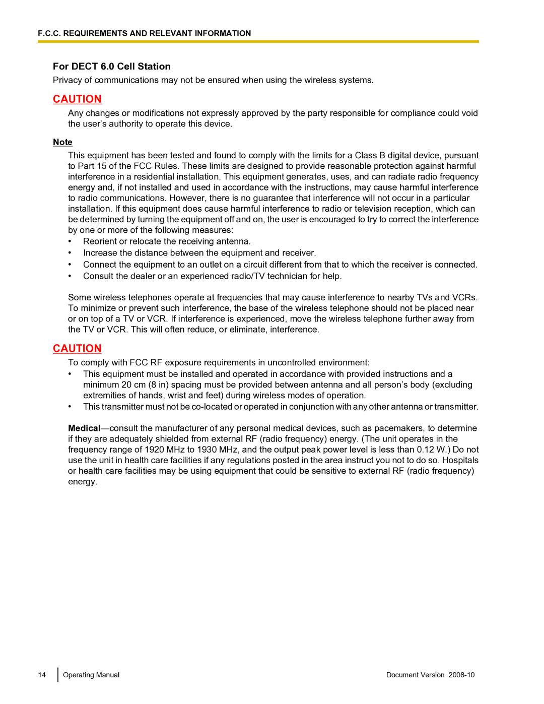 Panasonic KX-TDE600 manual For Dect 6.0 Cell Station 