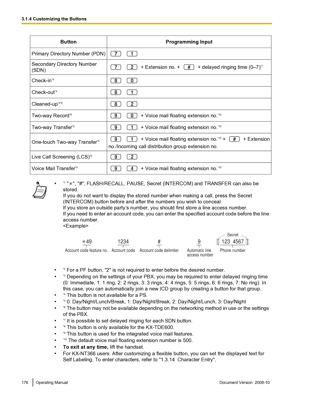 Panasonic KX-TDE600 manual + Voice mail floating extension no. *10 + # + Extension, To exit at any time, lift the handset 