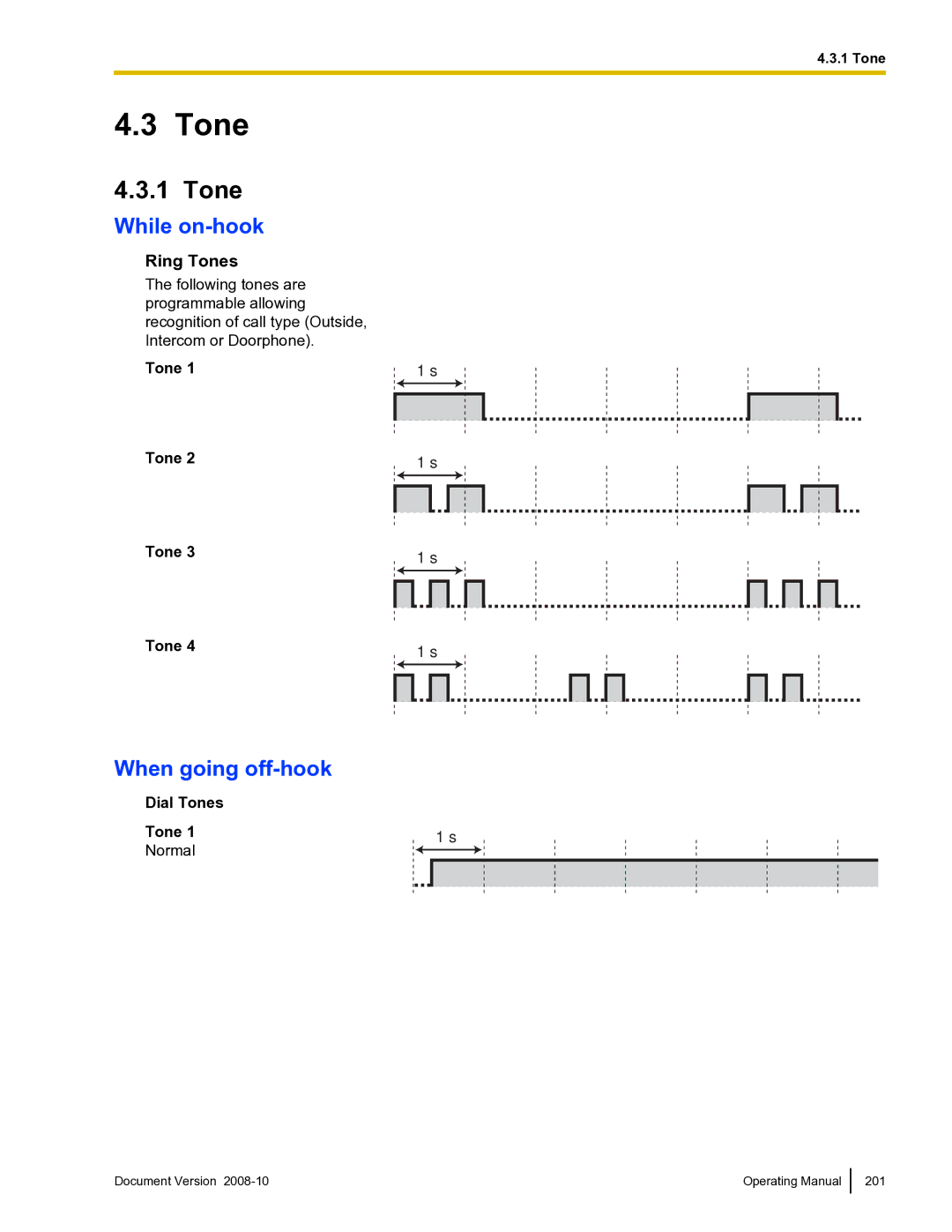 Panasonic KX-TDE600 manual While on-hook, When going off-hook, Ring Tones 