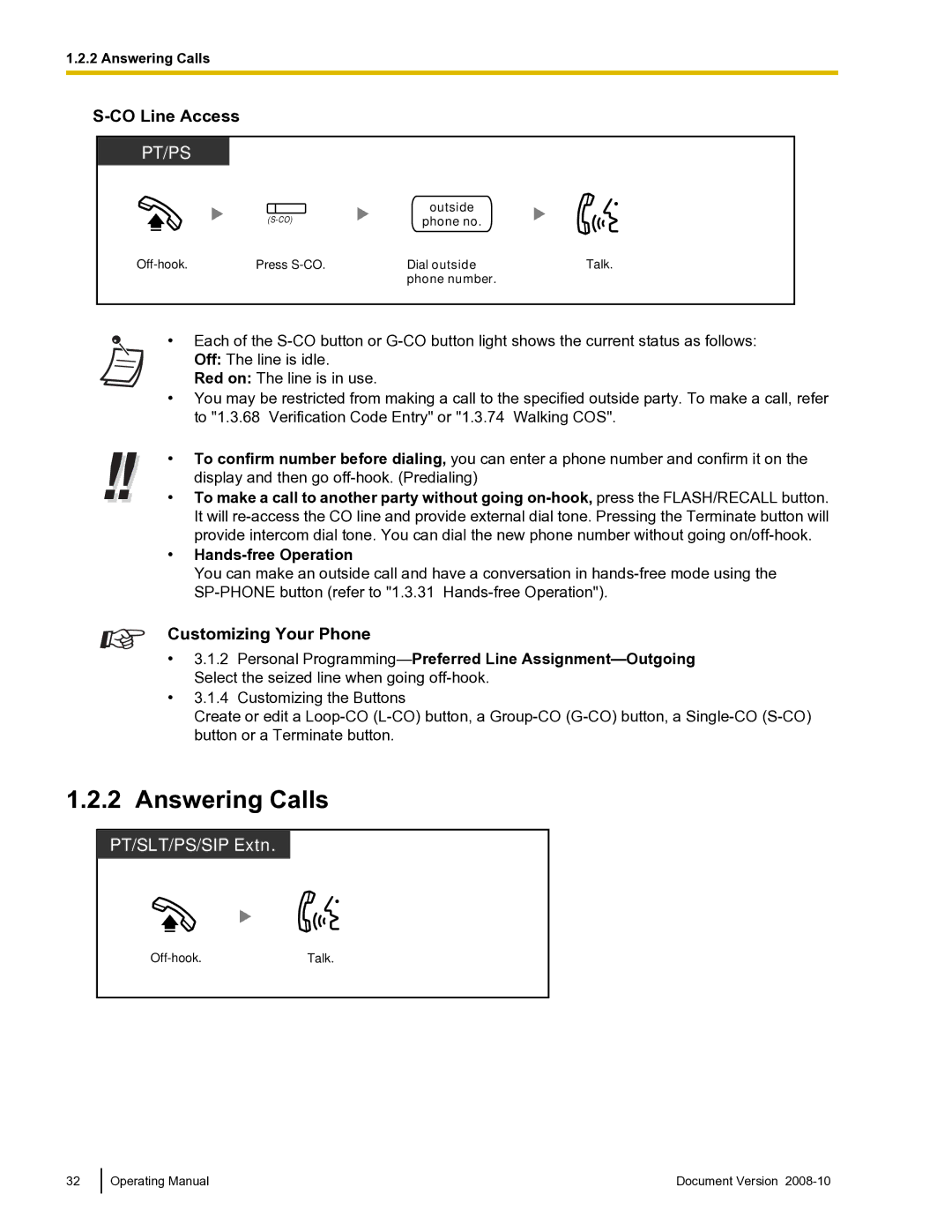 Panasonic KX-TDE600 manual Answering Calls, CO Line Access 